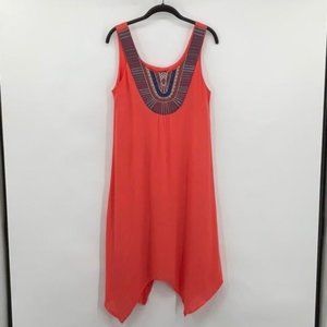 a.n.a. Coral Embroidered Boho Festival Tank Dress Size 6